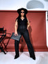 WIDE LEG bikses HM6709 "BLACK LEATHER"